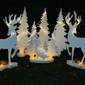 Set 9 Forme Decorative de Crăciun – Brazi și Cerbi din Polistiren Expandat