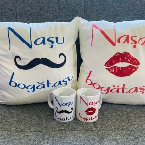 Set cană + pernă Naș/Nașă