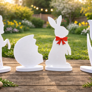 Set decor Paște 4 piese iepuraș, ou și lalea