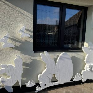 Set decor Paște pentru perete – iepurași, ou și fluturi